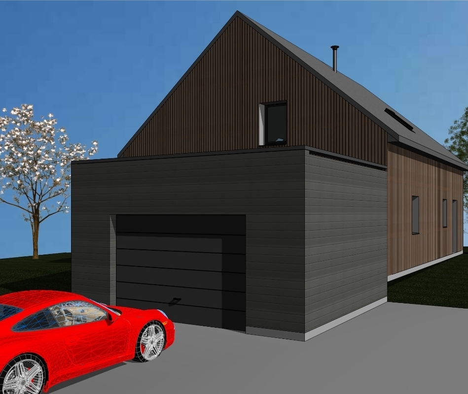 Construction d'une maison en ossature bois avec garage toit plat - secteur SARZEAU 